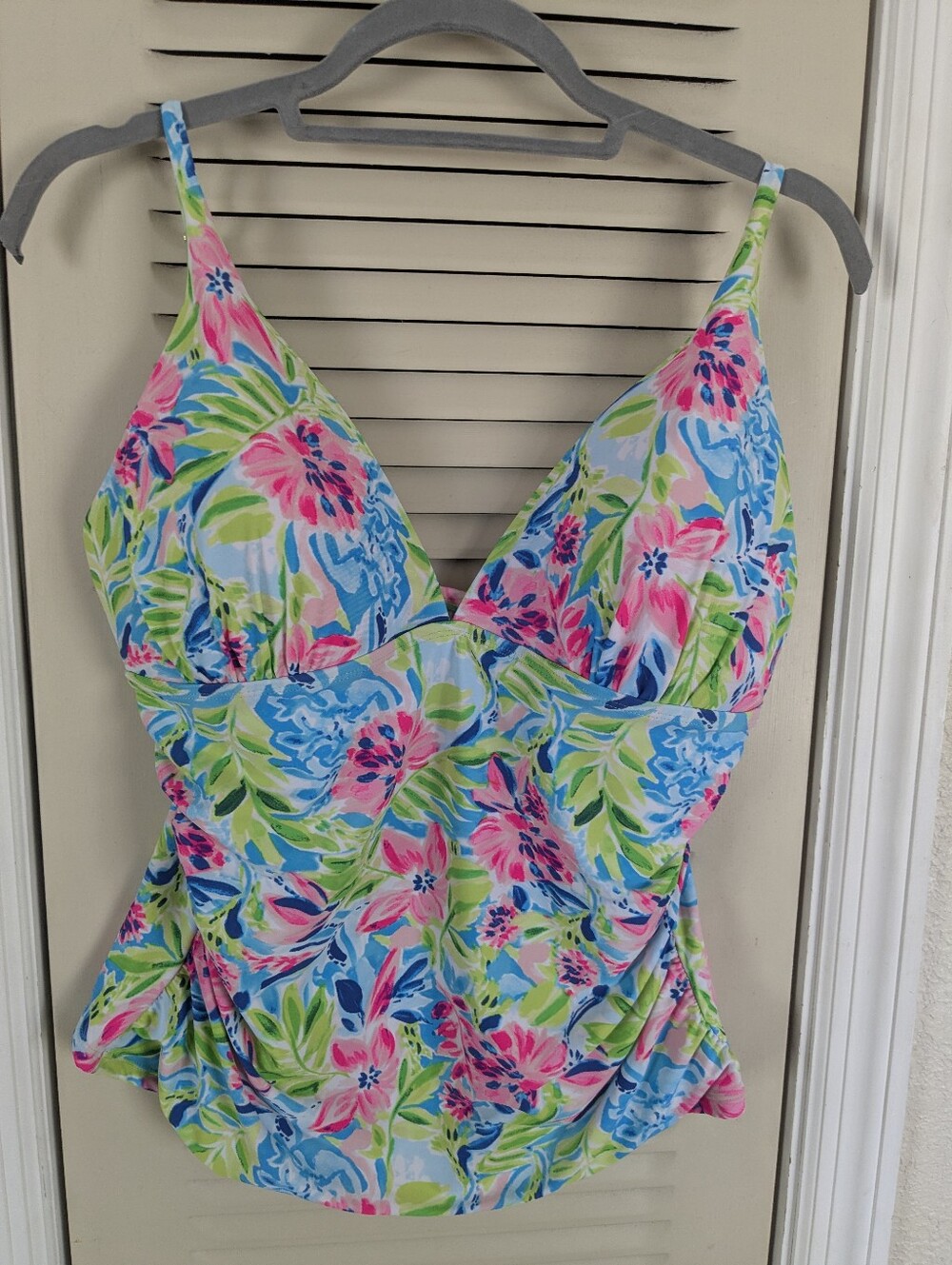 Stella Parker Tankini XL Water Lily Pink Turquoise Green, Lined, Foam Cups